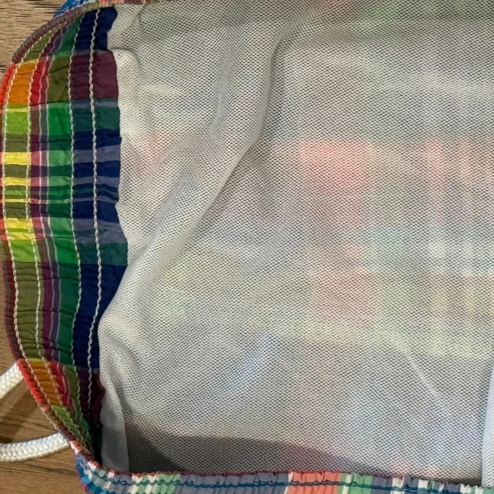 Polo Ralph Lauren Mens 2XLT Madras Plaid Swim Trunks Multi Color Big & Tall 2XL